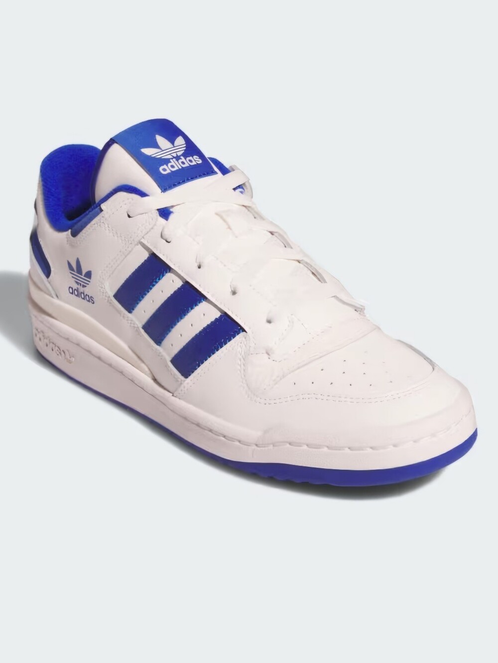 adidas Men's Core White and Royal Blue Forum Low CL Sneakers. New. - Picture 2 of 15